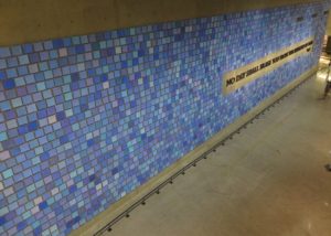 “No Day Shall Erase You From The Memory of Time” by Virgil, each tile is a different shade of blue for each of the 2,955 souls.
