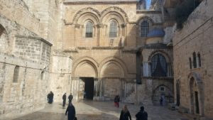 Courtyard entrance to the Church of The Holy Sepulcher.