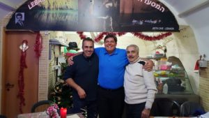 With father Saliba and son George at their Lebanese Restaurant in the Old City!